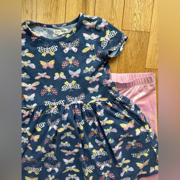 Tucker + Tate Navy Butterfly Dress with Pink Leggings Metallic H&M Girls 6-7 - Picture 2 of 8